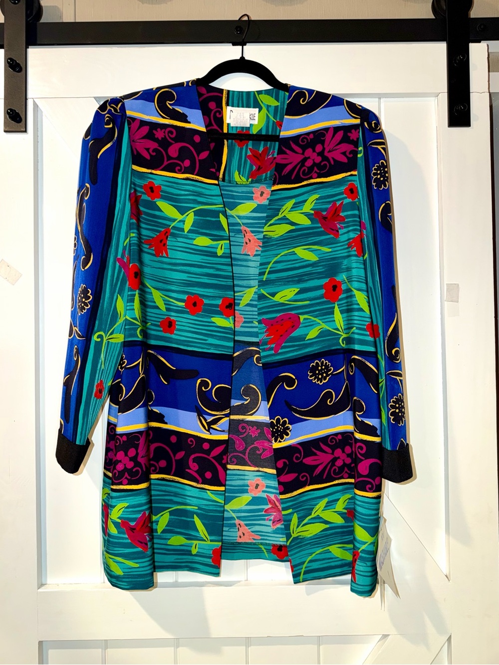 Vintage Periwinkle Colorful Floral Jacket NWT made in USA 80s 90s